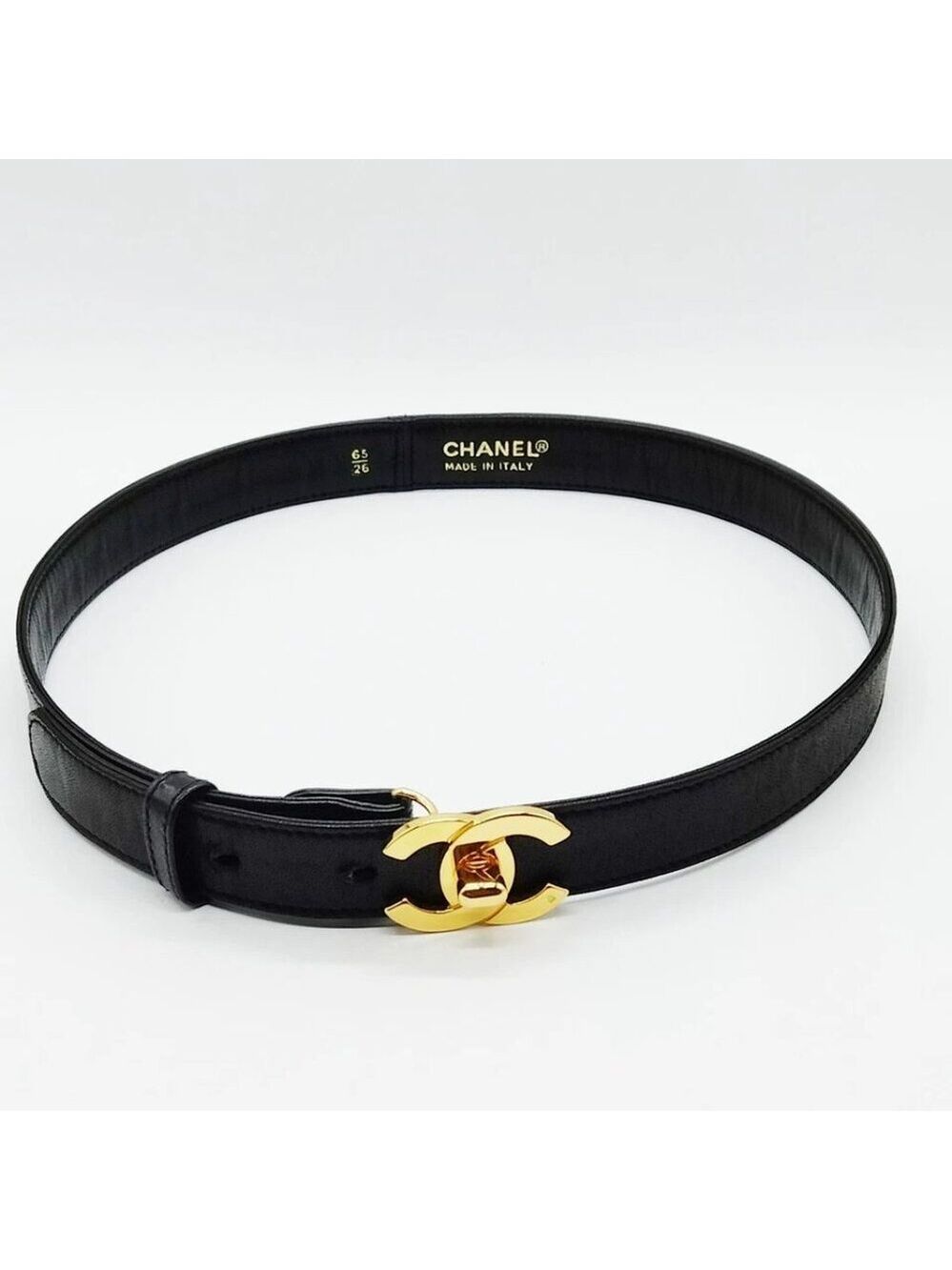 Chanel Belt Black Gold Leather 700-060225 - Picture 2 of 8
